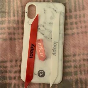 White Marble Loopy Case for iPhone XS